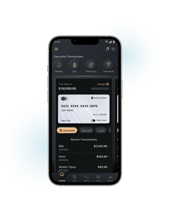 Appzillon Bank mobile banking favorite transactions page - i-exceed