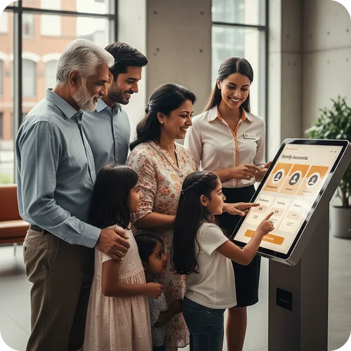 Flexible digital banking solution for nuclear, blended, and multi-generational families