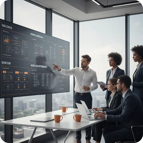 Real-time visibility into tasks and dependencies empowers teams to resolve issues proactively and strengthen client trust.