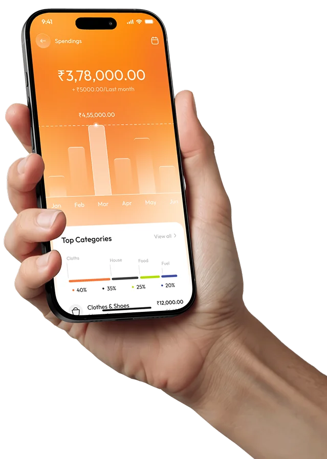 Appzillon personal finance management (PFM) mobile interface showing real-time spending analytics and automated categorization for digital banking users.