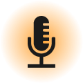 Microphone icon representing voice-activated banking and conversational AI capabilities within the Appzillon composable banking framework.